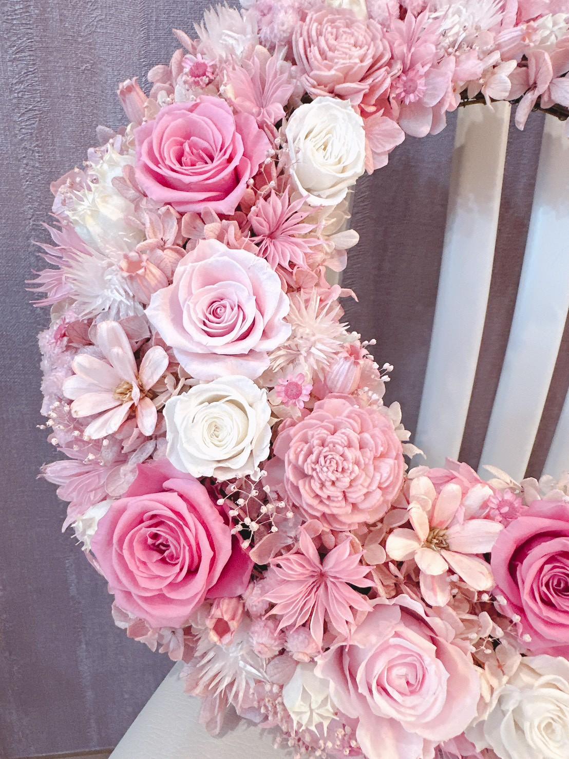 【人気 三日月リース】ロゼブロッサム クレセント 〜桃色の季節〜 結婚祝い ピンク 桜色 春限定2026 新作 ギフト | 15枚目